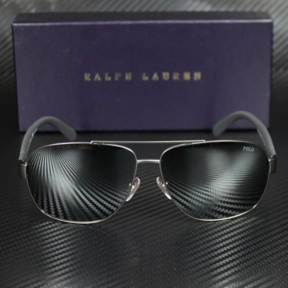 RALPH LAUREN POLO Gunmetal Mir Silver 60 mm Men's Sunglasses - Picture 2 of 5